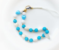 Heart beaded phone charm/strap/wristlet