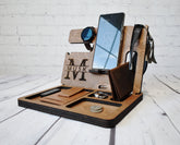 Personalized docking station, Wooden phone stand