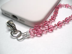 Pink Phone Wrist Strap Charm with Swarovski Crystal Elements