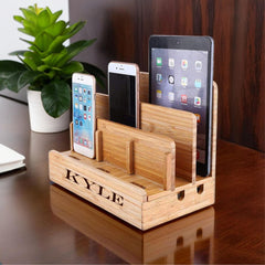 Personalized Wood Docking Station: Men's Nightstand Organizer & Charging Station