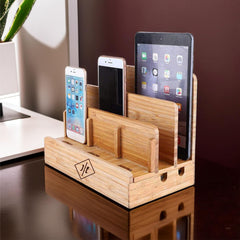 Personalized Wood Docking Station: Men's Nightstand Organizer & Charging Station