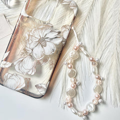 Phone Charm, Beaded Phone Strap, Pearl Strap, Elegant Phone Strap