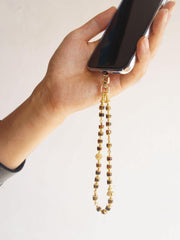Tiger's Eye Phone Chain with Gold-Plated Charms