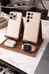 Minimalist Dual Phone Stand Organizer – Modern Desk & Nightstand Holder
