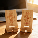 Personalized Wooden Phone Stand with Engraved Design