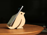 Little Bird Phone Stand, 3D Printed Natural Wood
