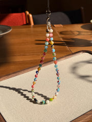 Stained Glass Flower Beaded Phone Charm: Mosaic Style Strap