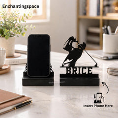Personalized Golfer Metal Phone Stand, Phone Holder with Name for Desk Decor