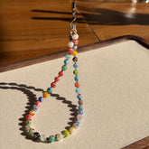 Stained Glass Flower Beaded Phone Charm: Mosaic Style Strap
