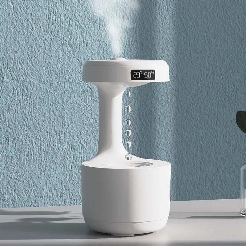 Cloud Rain Drop Humidifier with LED Light & White Noise – Desktop Relaxation Diffuser (White)