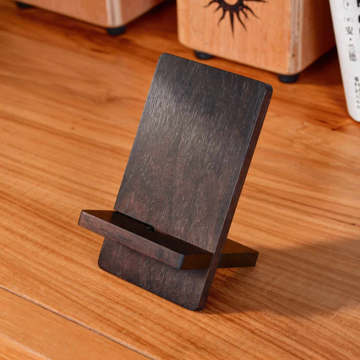 Premium Hickory Wood Phone Stand – Handmade Natural Desktop Holder for Smartphones & Tablets