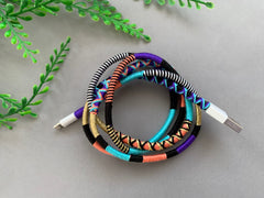 Wrapped Yarn Lightning Cable: Multicolor Charging Cord
