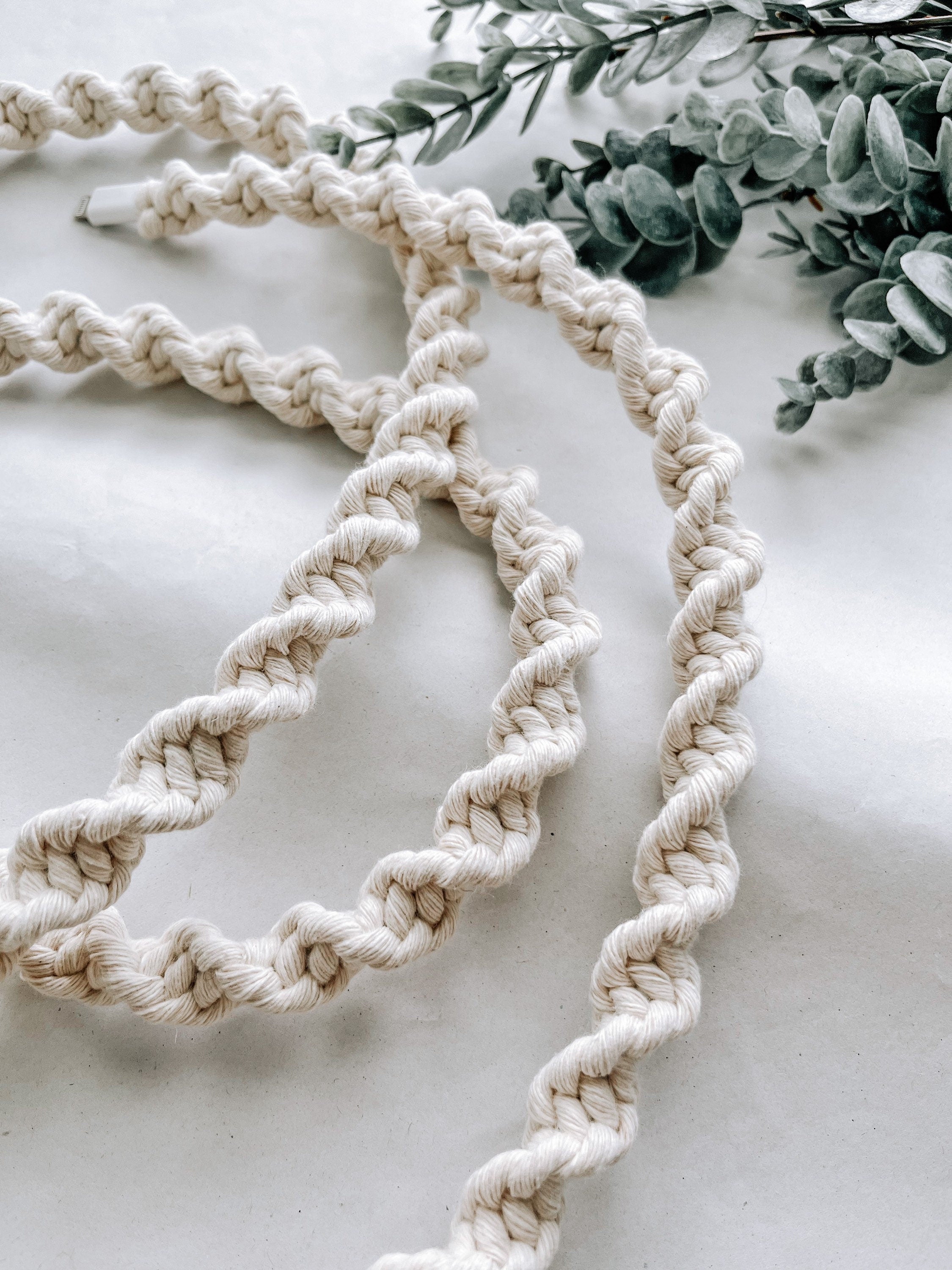 Macrame Phone Charger: Recycled Cotton Cable - Natural
