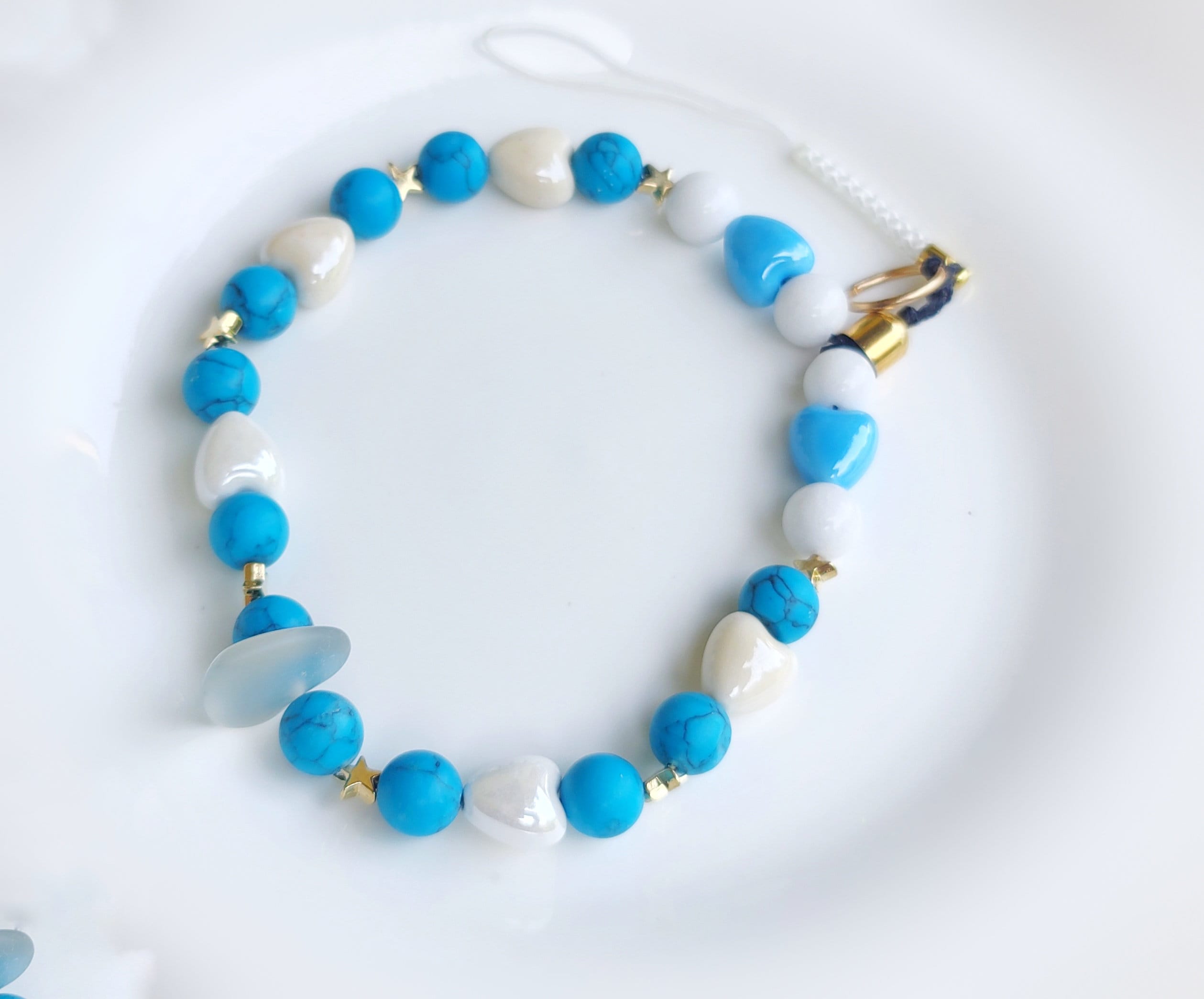 Heart beaded phone charm/strap/wristlet