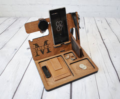 Personalized docking station, Wooden phone stand