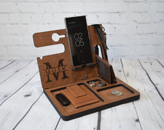 Personalized docking station, Wooden phone stand