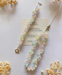 Beaded Flower Phone Charm Strap: Pastel Bracelet
