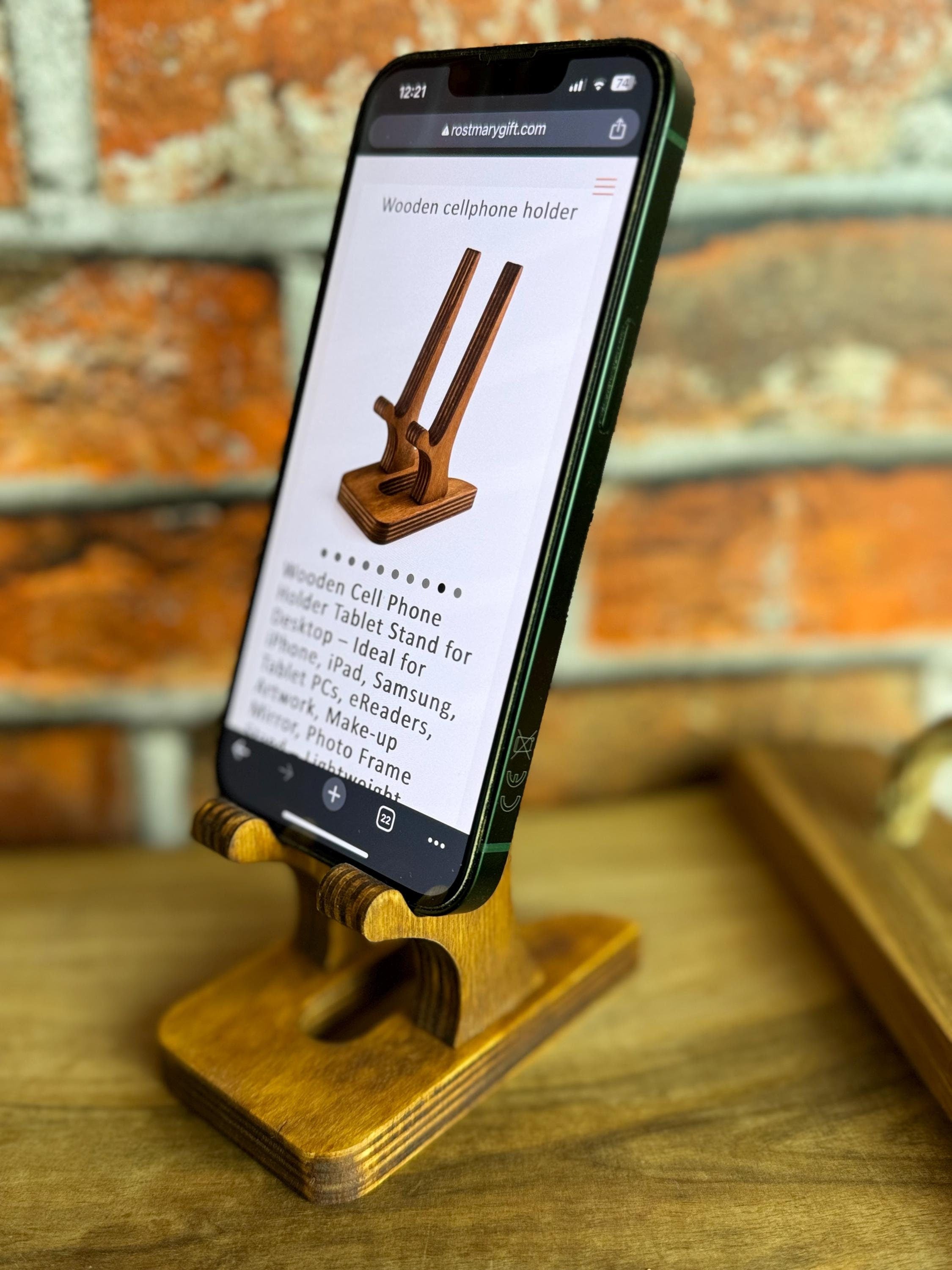 Wooden Phone Stand: Birch Desk Docking Station, Night Stand, iPad Stand, iPhone Holder
