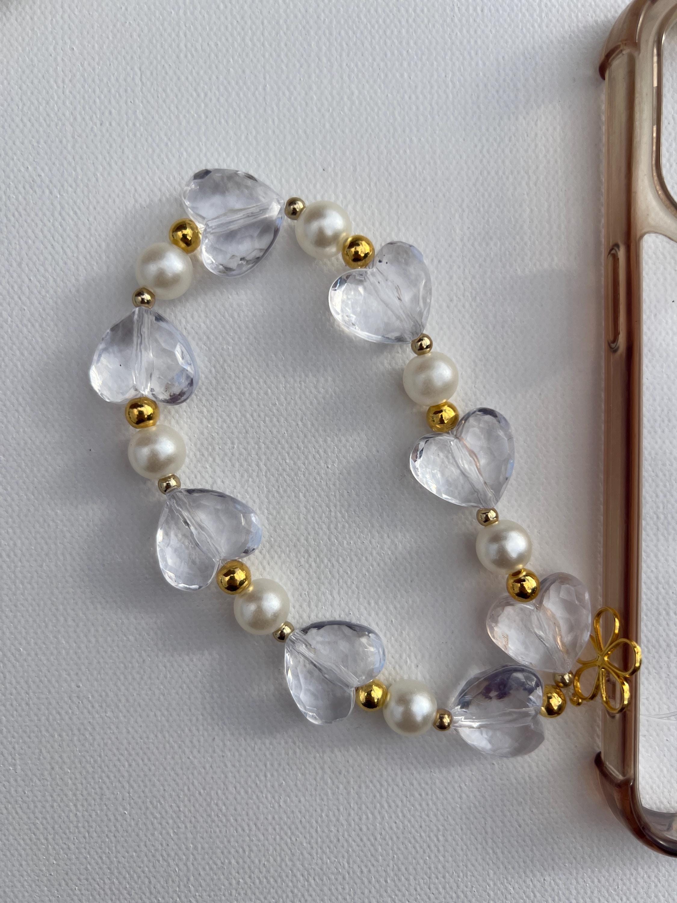 Beaded Phone Charm with Flower Accent