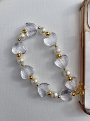 Beaded Phone Charm with Flower Accent