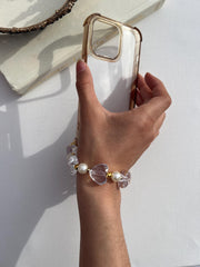 Beaded Phone Charm with Flower Accent