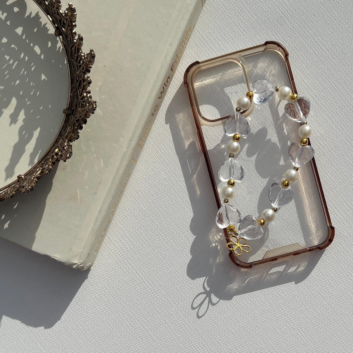 Beaded Phone Charm with Flower Accent