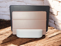 Dual Laptop & Tablet Vertical Stand: Space-Saving Desk Organizer