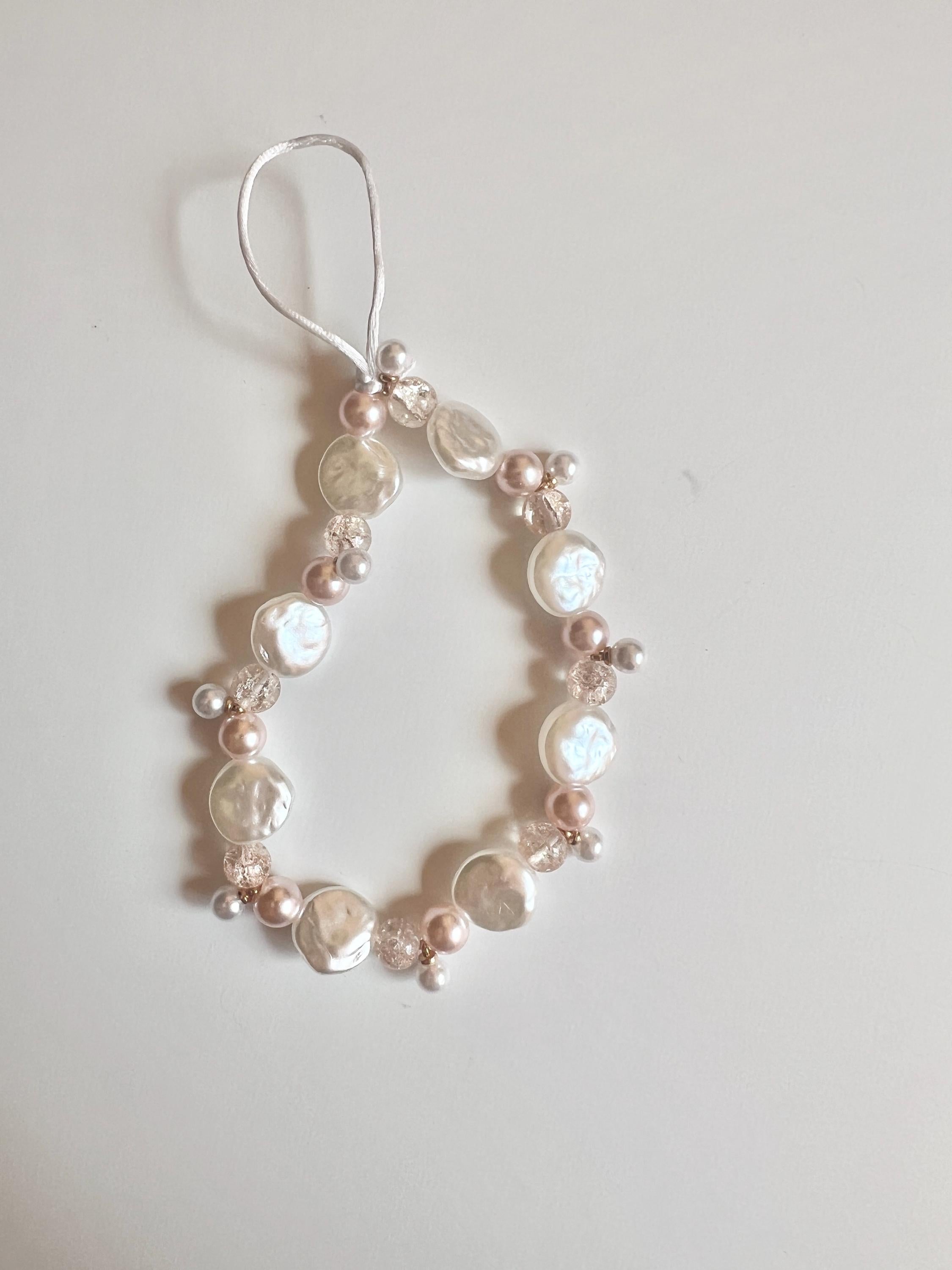 Phone Charm, Beaded Phone Strap, Pearl Strap, Elegant Phone Strap