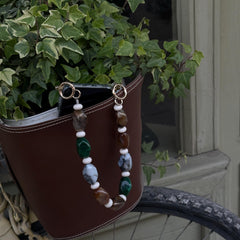 Beaded Phone Strap with Gold Details, Wrist Chain