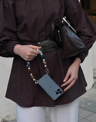 Beaded Phone Strap with Gold Details, Wrist Chain