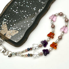 Butterfly Phone Bracelet, Y2K Phone Strap, Beaded Crystal Phone Chain, Phone Charm, Phone Wristlet