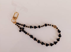Personalized Black Crystal Rosary Phone Charm