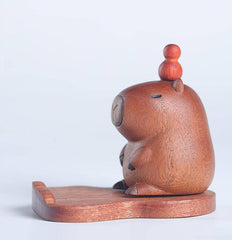 Ebony Capybara Phone Stand and Figurine, Animal Desk Decor