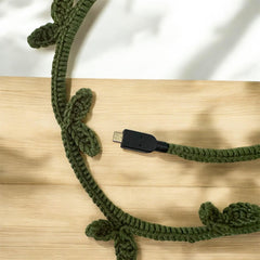 Crochet Sprout Leaf Vine Cable Cover | Plant Cord Protector