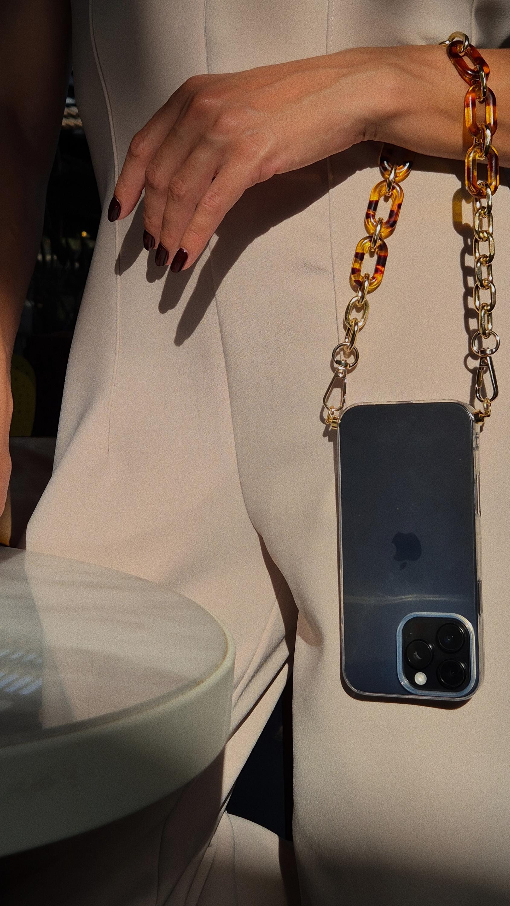 Phone Charm Strap, Beaded Phone Wrist Strap, Phone Charm Wristlet, Transparent Case with Universal Fit & Durable Clip