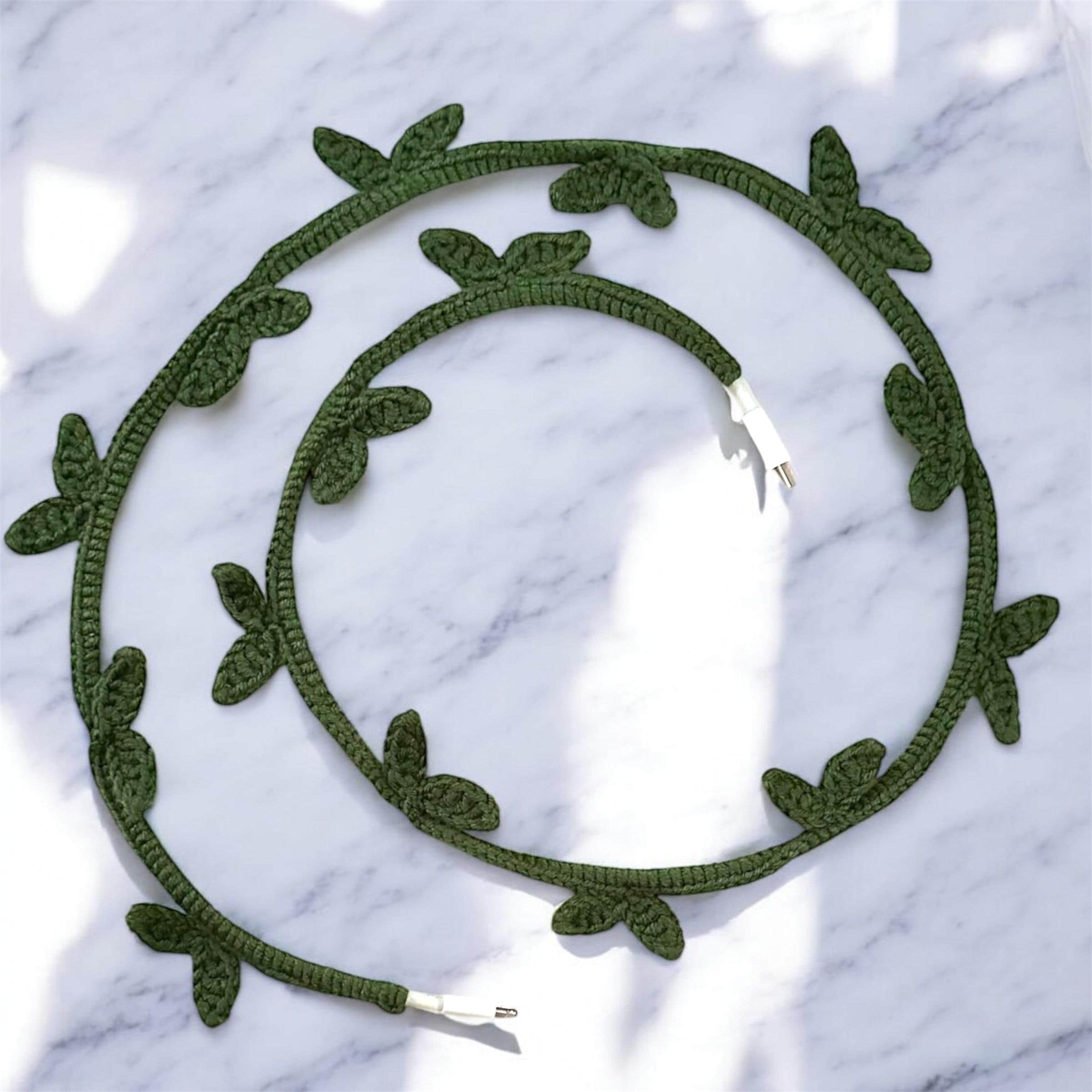 Crochet Sprout Leaf Vine Cable Cover | Plant Cord Protector