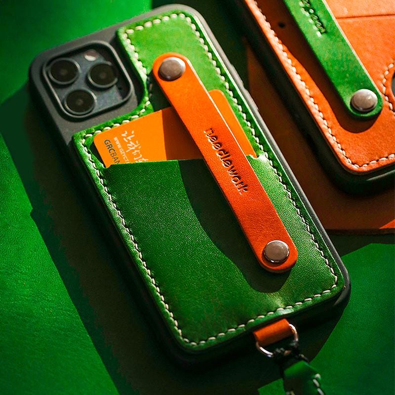 Personalized Leather iPhone Case with Pouch Hanging-neck Strap: iPhone 11/12/13/14/15/16/17 Card holder Crossbody Phone Case