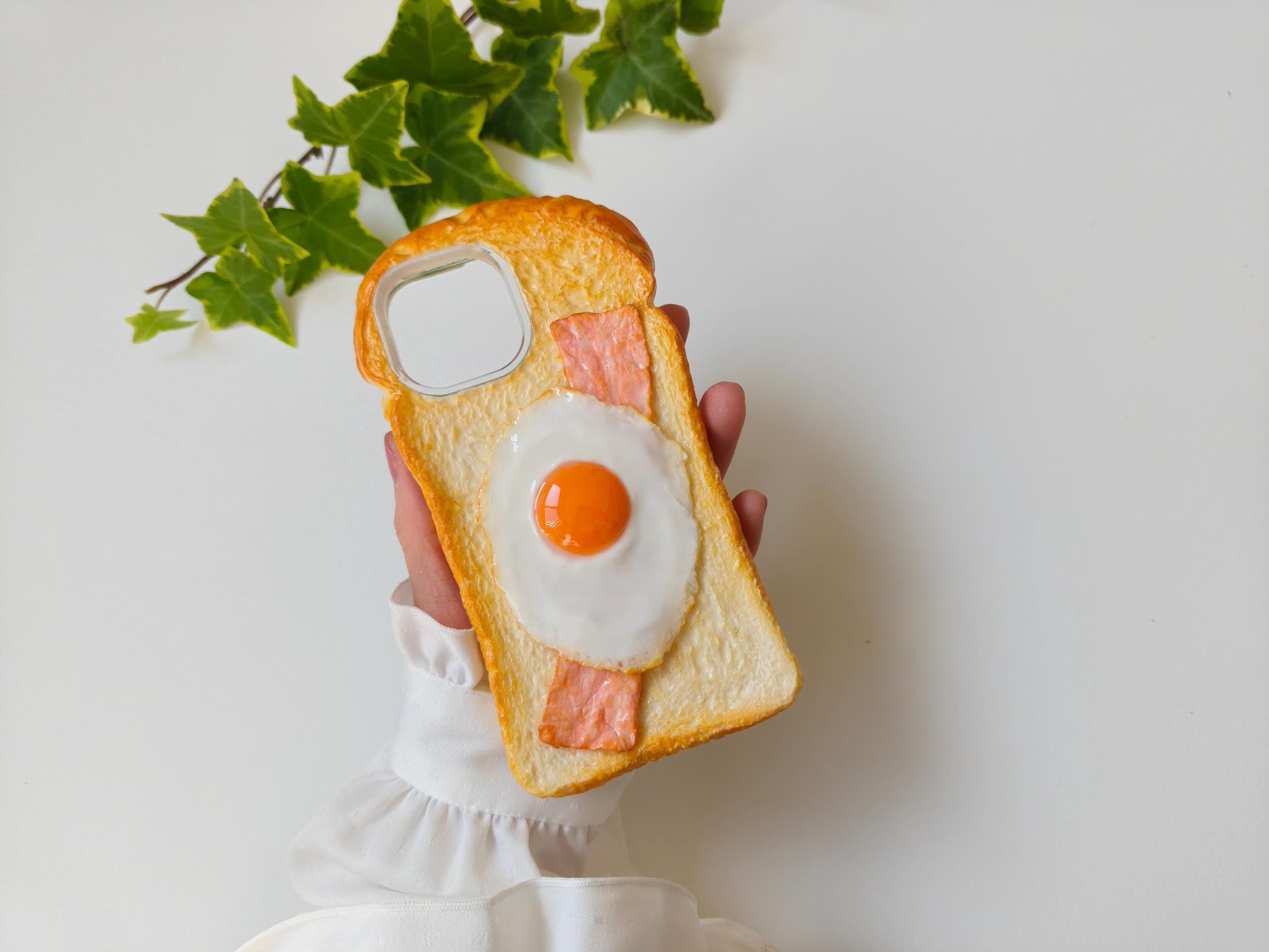 Large Bacon Egg Toast Polymer Clay iPhone Case