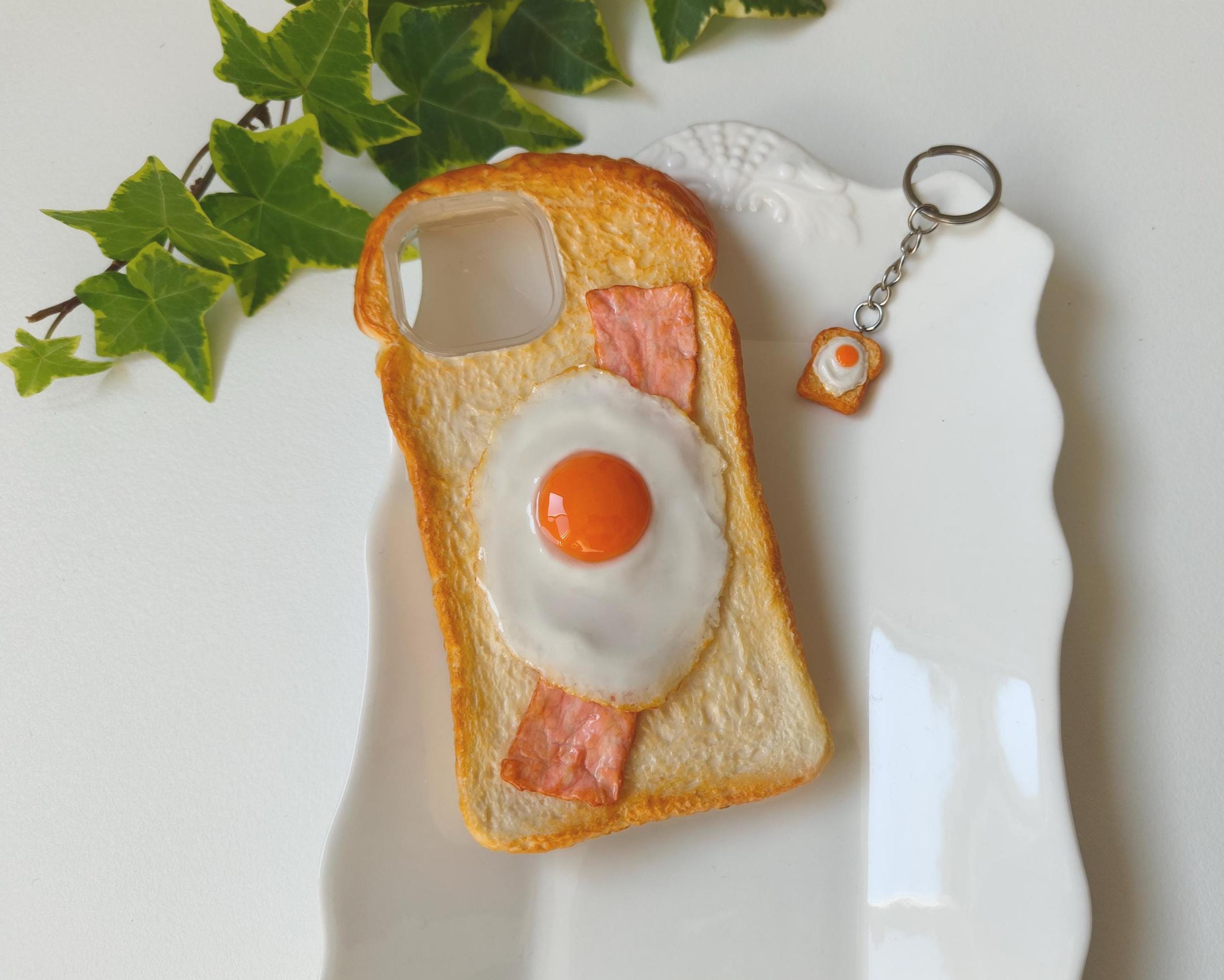 Large Bacon Egg Toast Polymer Clay iPhone Case