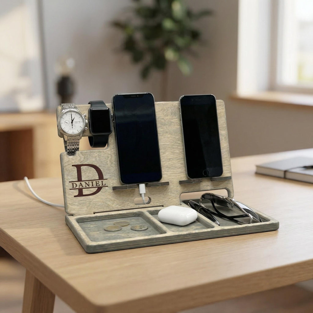 Personalized Wooden Docking Station