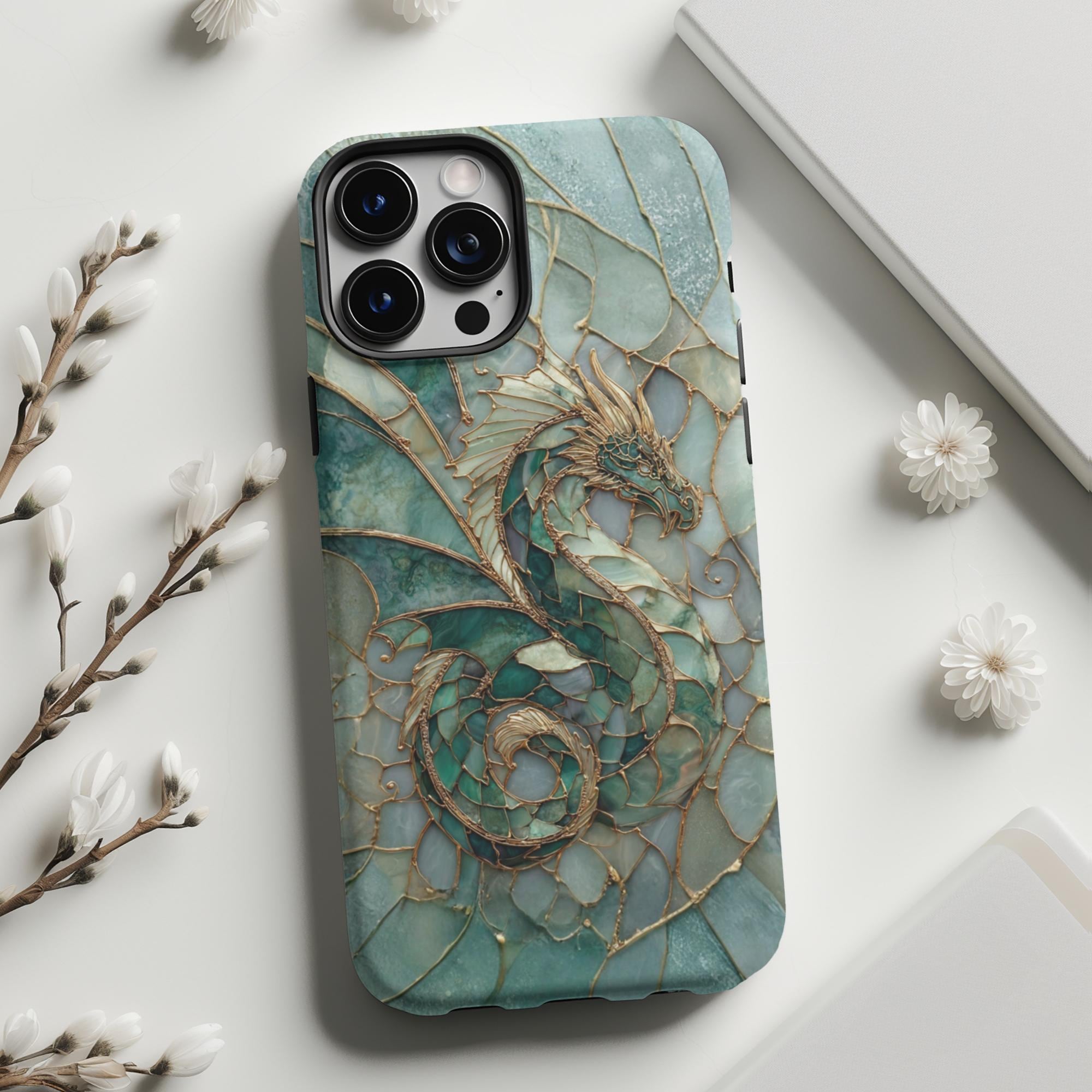 stained glass dragon phone case