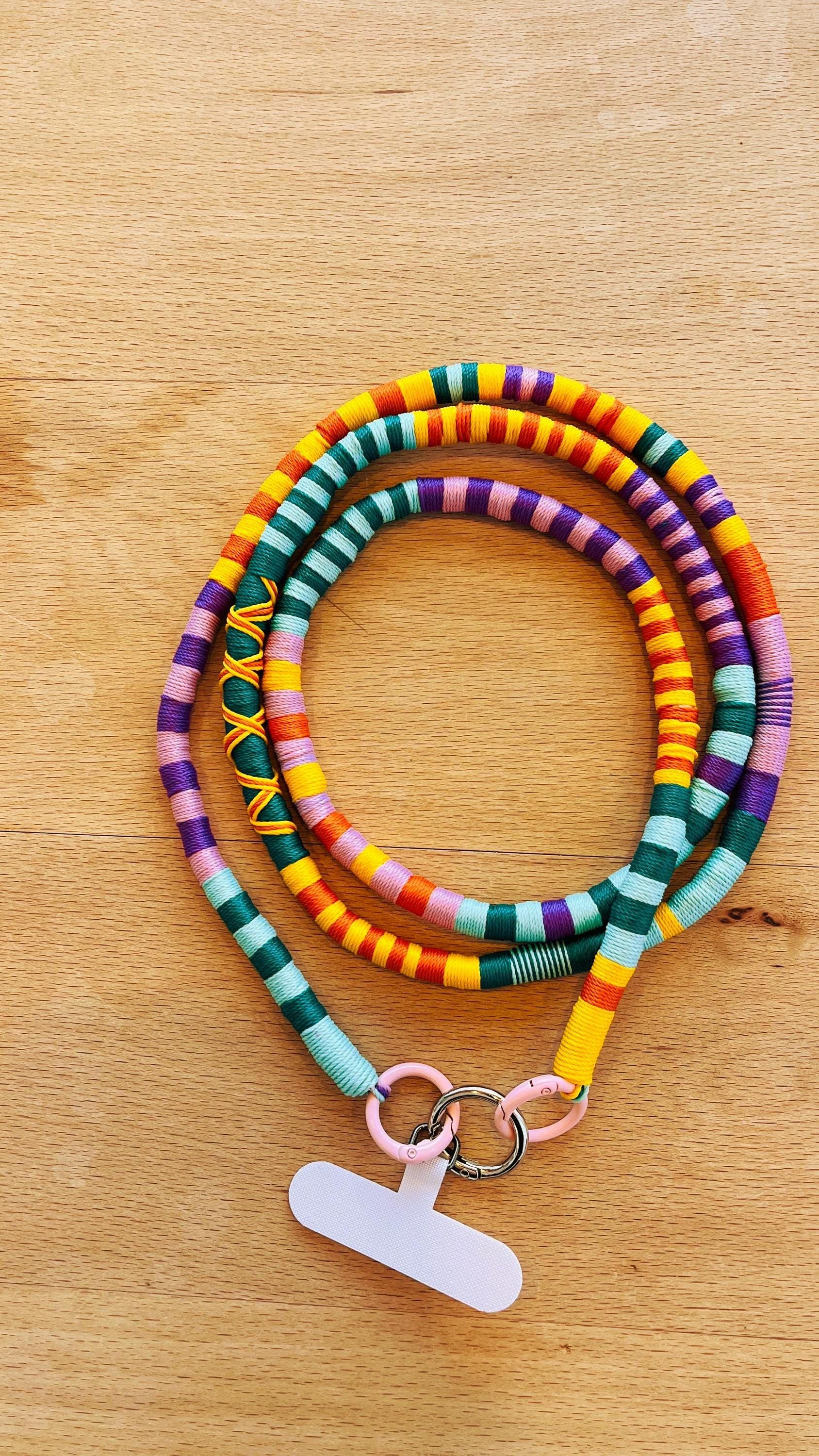Long Crossbody Phone Strap, Colorful Lanyard, Rope Necklace, Hands Free Phone Accessory