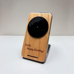 Personalized iPhone & Watch Airpods Wooden Wireless Charger, 3in1 Docking Station Text Logo Laser engraving