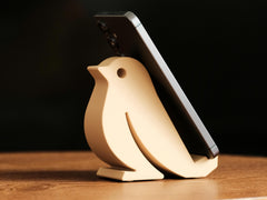 Little Bird Phone Stand, 3D Printed Natural Wood