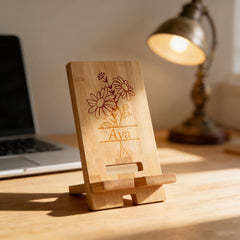 Personalized Wooden Phone Stand with Engraved Design