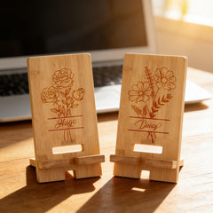 Personalized Wooden Phone Stand with Engraved Design