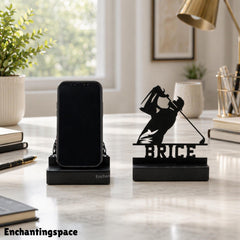 Personalized Golfer Metal Phone Stand, Phone Holder with Name for Desk Decor
