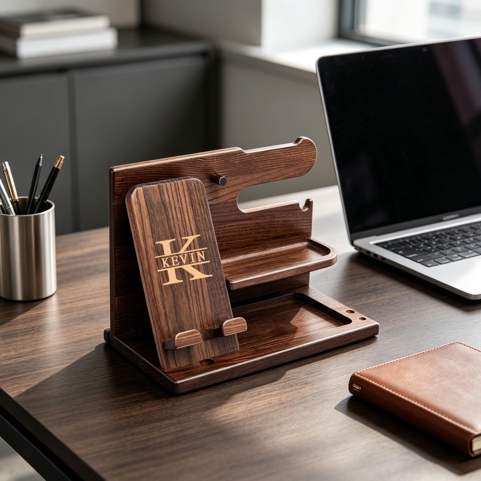 Personalized Wooden Stand Custom Engraved Desk Organizer